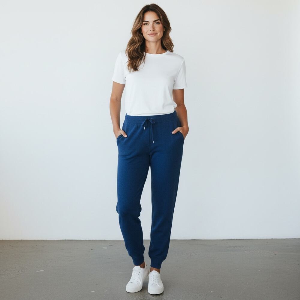 Brunello Cucinelli 100% Cashmere Monili‎ Drawstring Jogger Pants in Blue